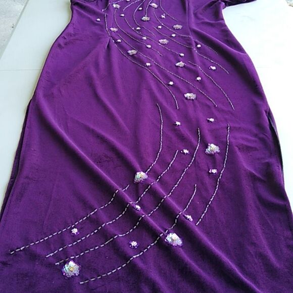 Vintage Kevin T Elegant Purple Large Maxi Dress Embellishments Special Event - Picture 6 of 14
